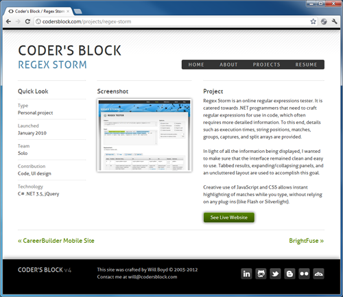 Coder's Block v4 responsive desktop screenshot