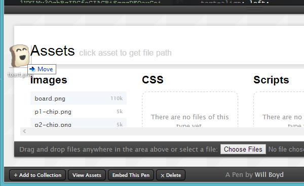 CodePen assets box