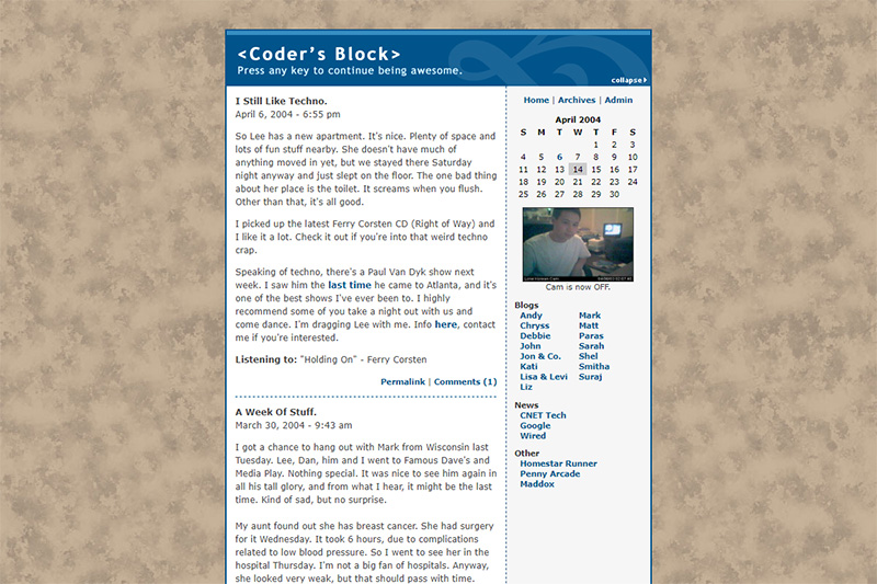 Screenshot of Coder's Block v1