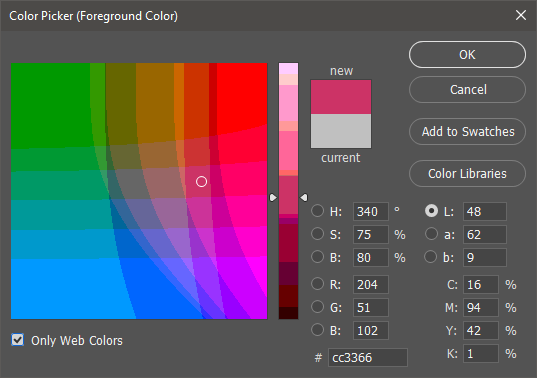 Photoshop color picket with only web colors