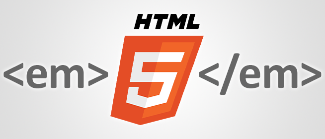 HTML5 logo wrapped in em tags